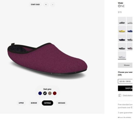 Camper VGUC Wabi One Wool Slippers 39 US 8.5 Purple Plum Speckled Rubber Outsole - Picture 11 of 11